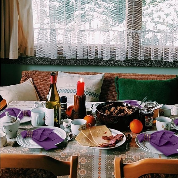 12 pcs - Purple Eggplant Napkins 20” x 20” Cotton and Satin Napkins - Picture 7 of 9